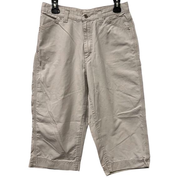 Riveted Vintage 90’s Y2K Woman’s cargo painter utility cropped beige pants Sz 12 - Picture 1 of 9